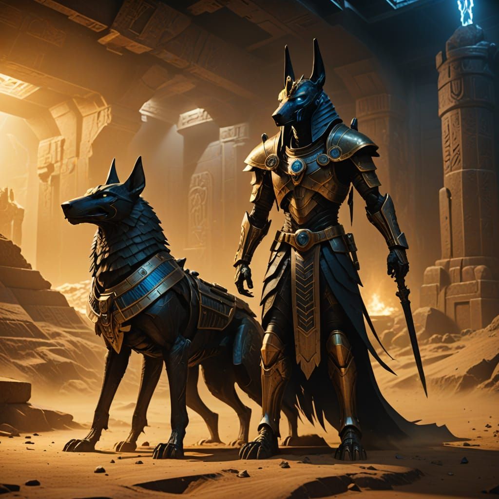 Anubis in Power Armor: Grimdark Sci-Fi Art