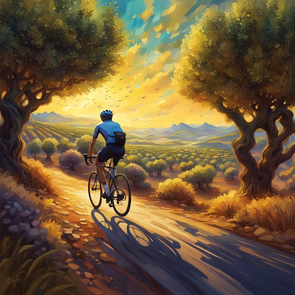 Cycling Tour Champions: Neo-Impressionist Panorama