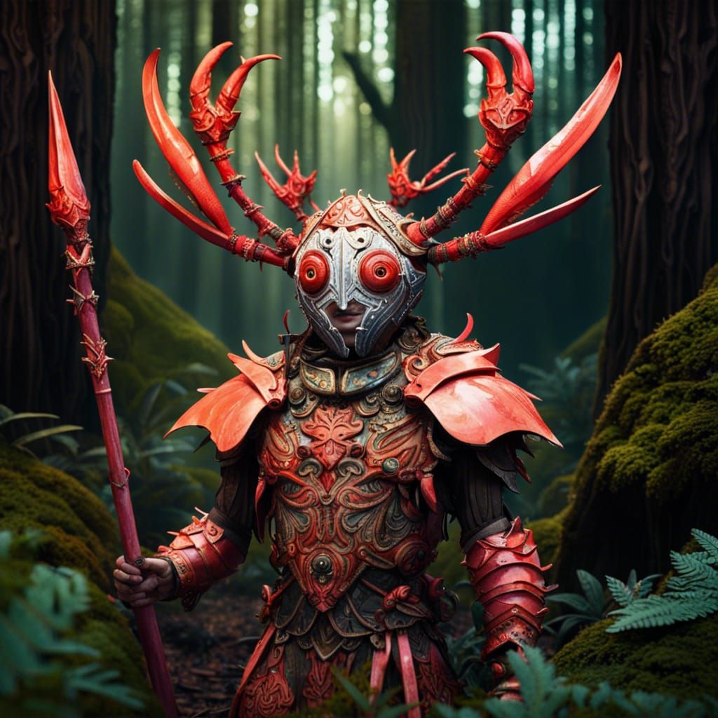 Crab Armor Warrior in Enchanted Forest
