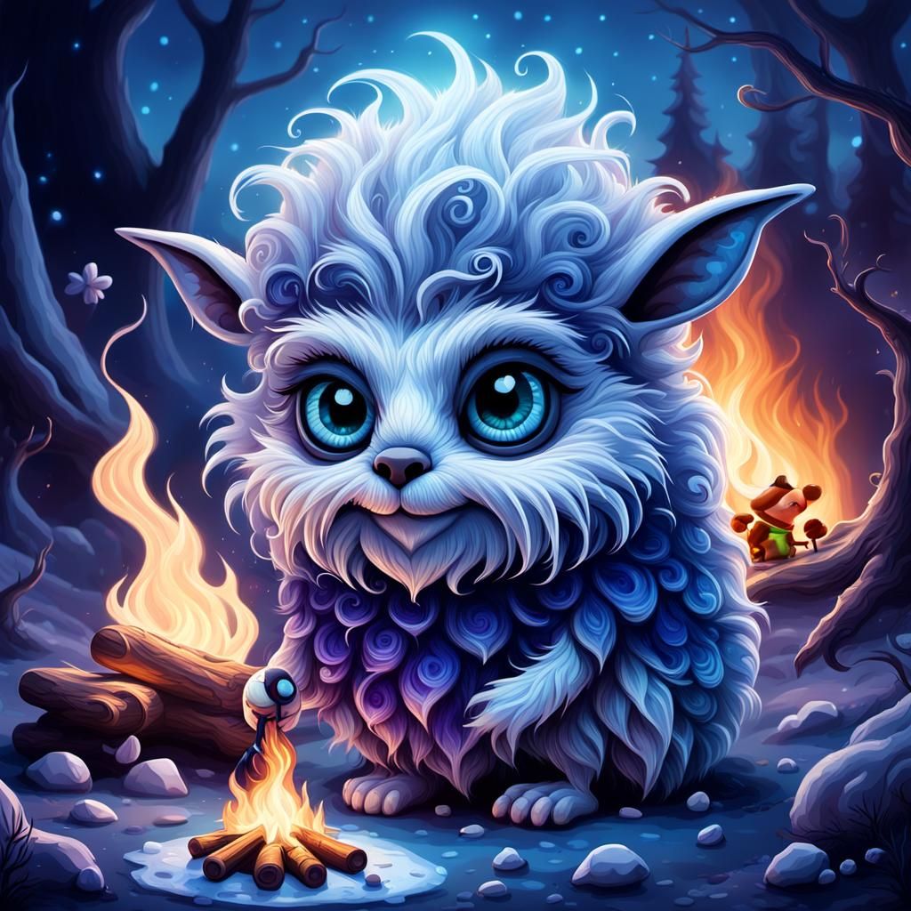 Wooly Creature and Elf Friend in Frozen Tundra