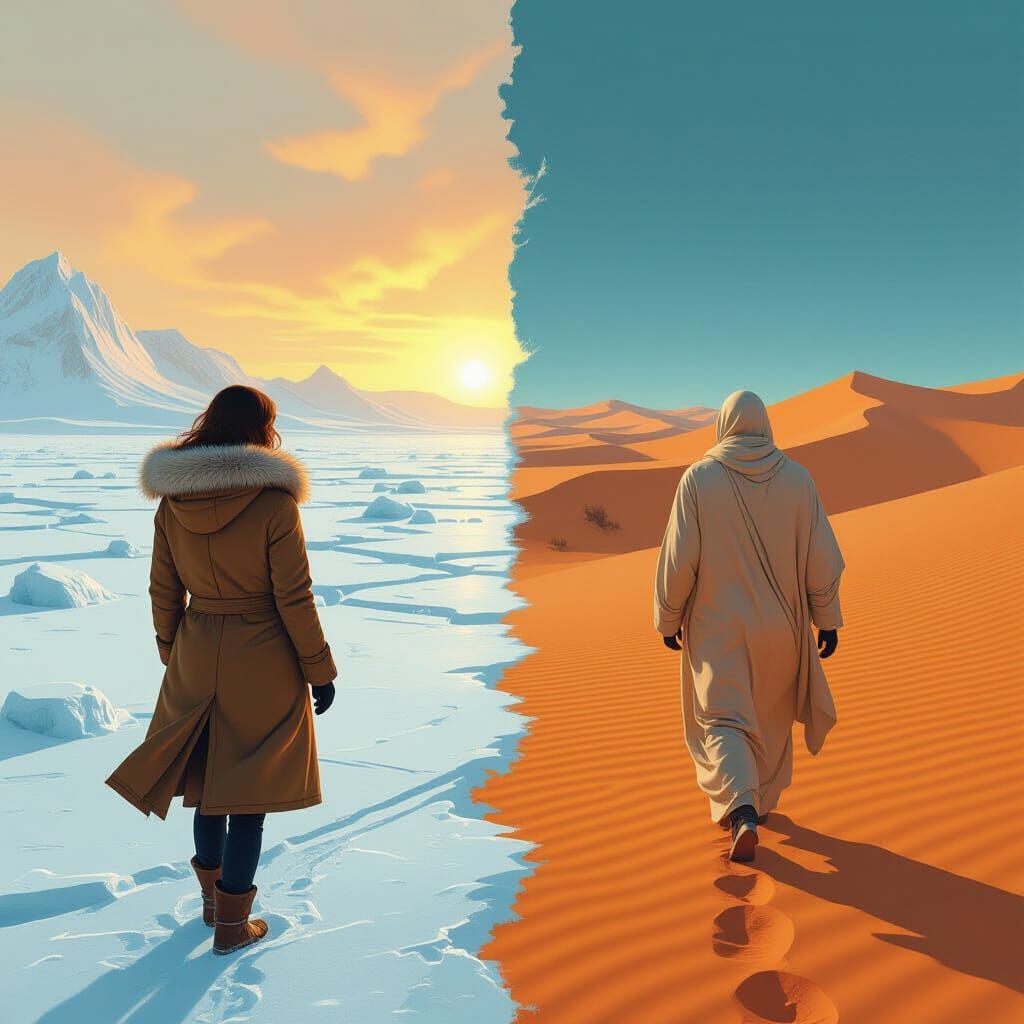 Contrasting Worlds: Ice & Desert Landscapes