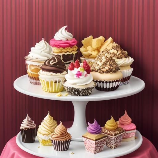 Abstract Dessertscape in Gelato Colors, Digital Illustration