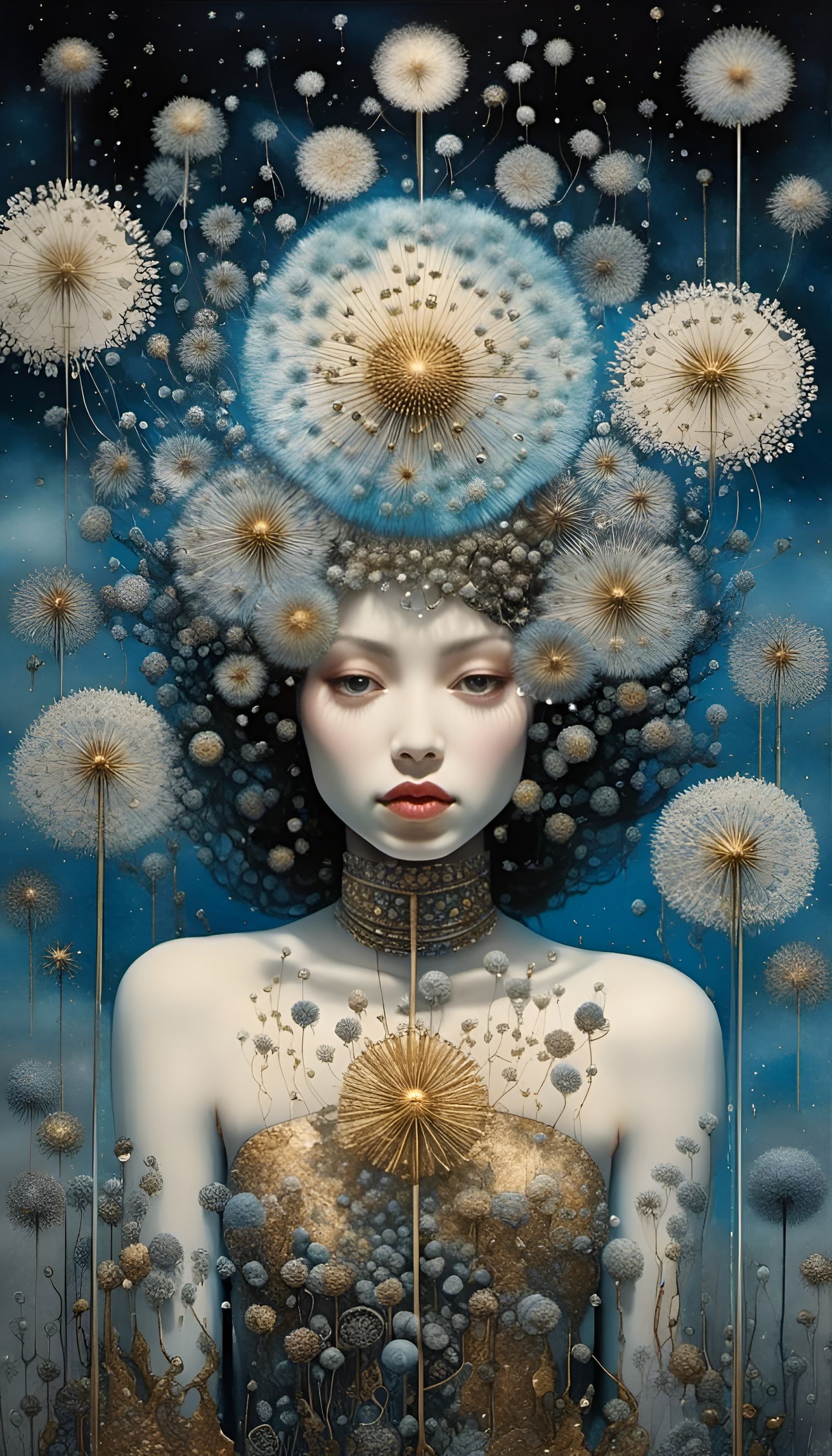 Dandelion Girl in Surreal Mixed Media Fantasy