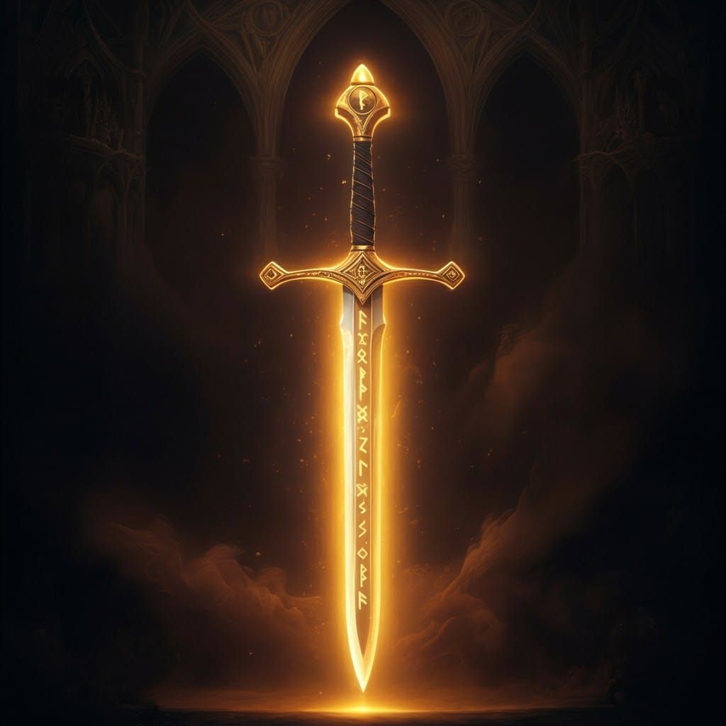 Radiant Khopesh Sword with Mystical Runes