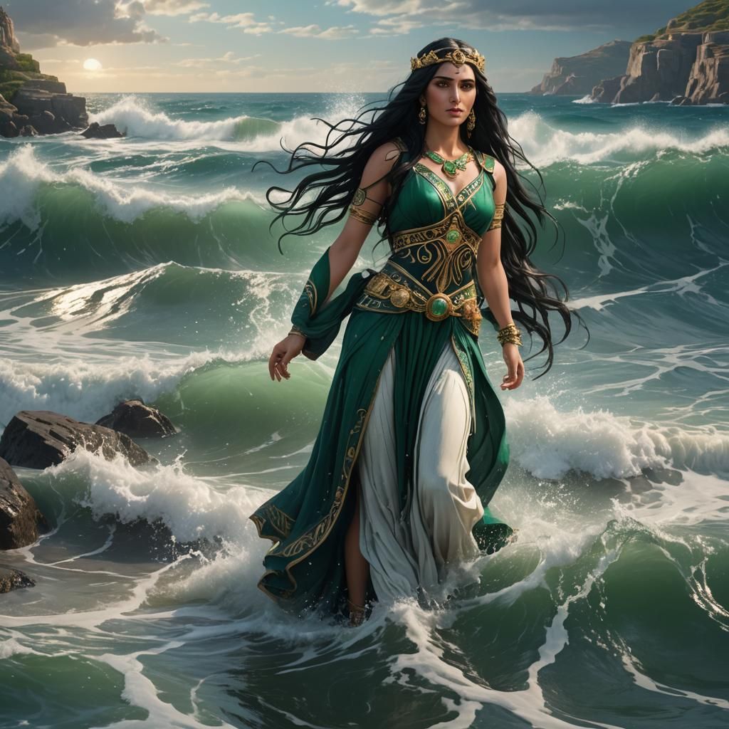 Sea Goddess with Sea Jewelry in Fantasy Art