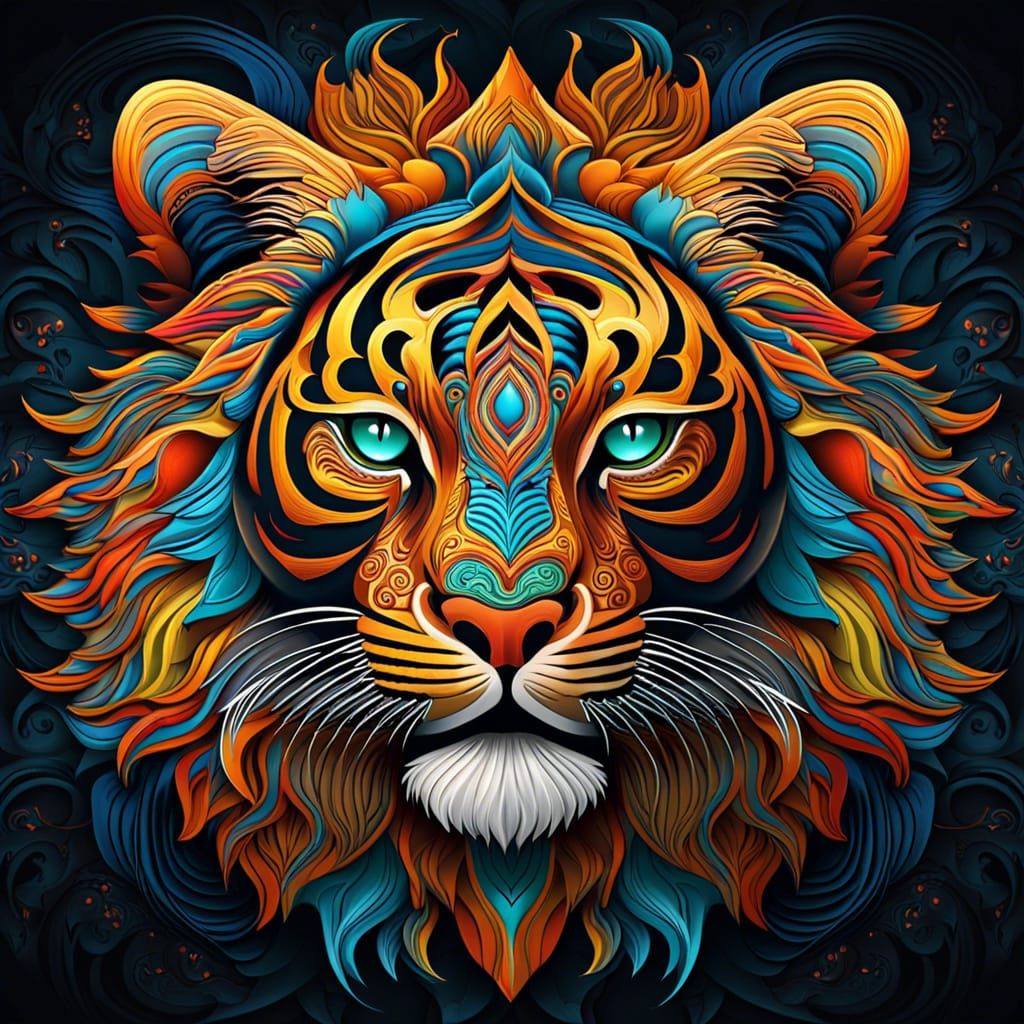 Vibrant Mandala Tiger with Intricate Details