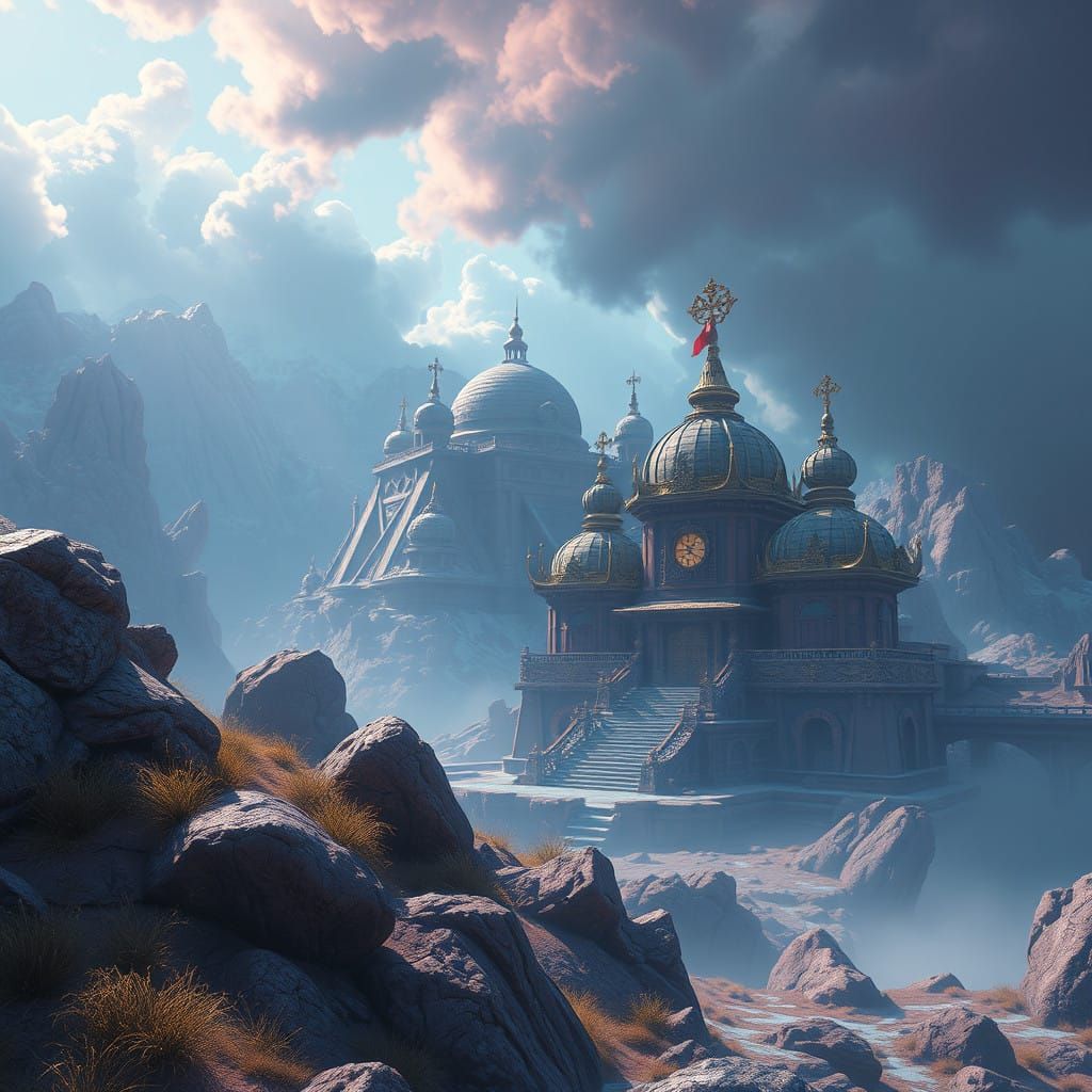 Futuristic Fantasy Realm in Deep, Rich Colors