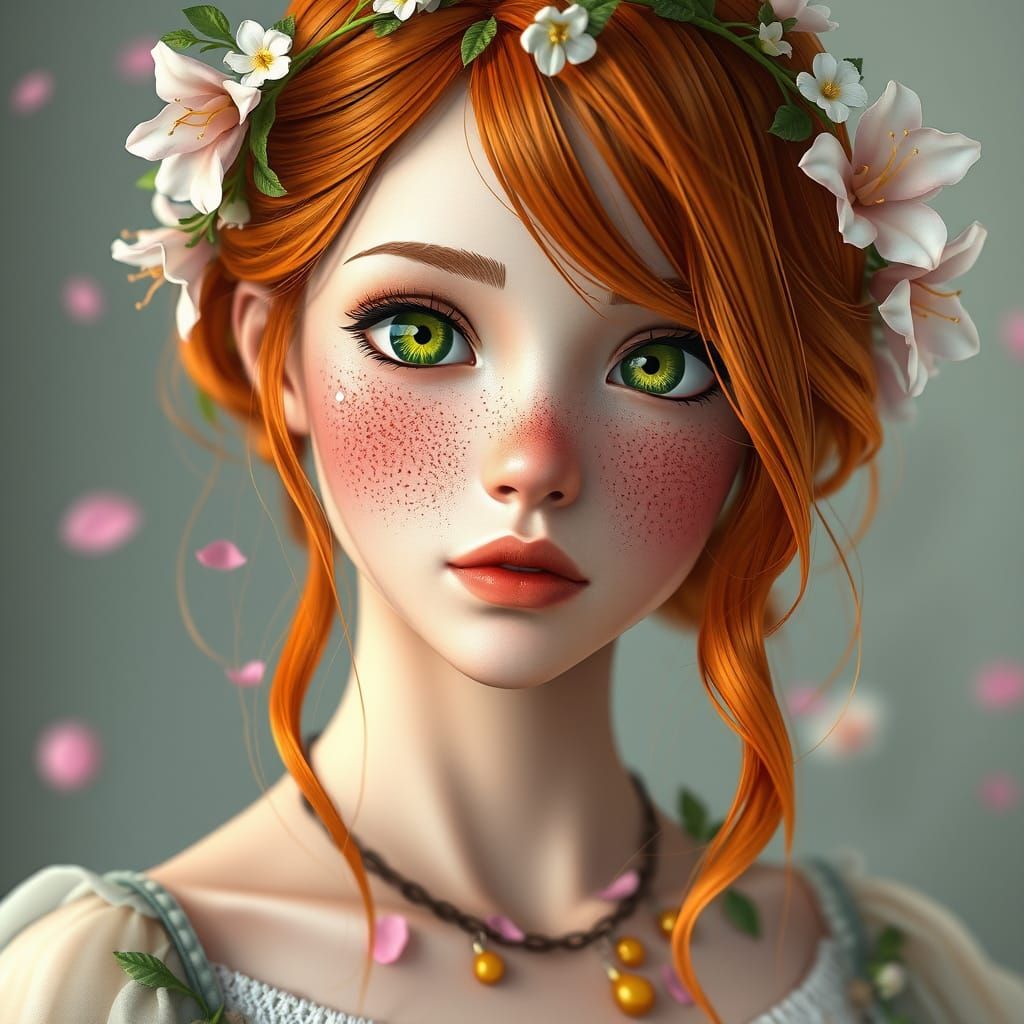 Ginger Goddess in Floral Headdress