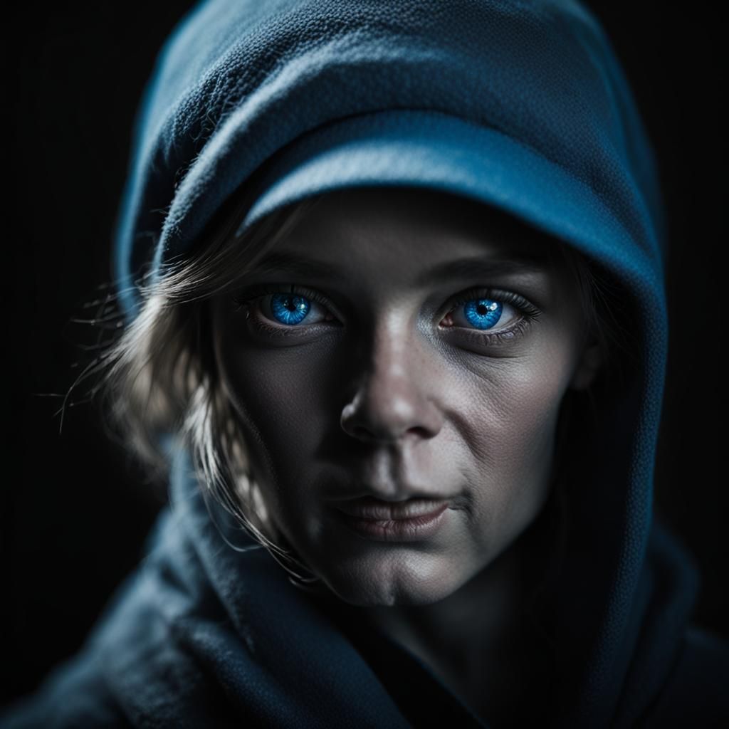 Intense Silhouette Portrait of a Spy with Blue Eyes
