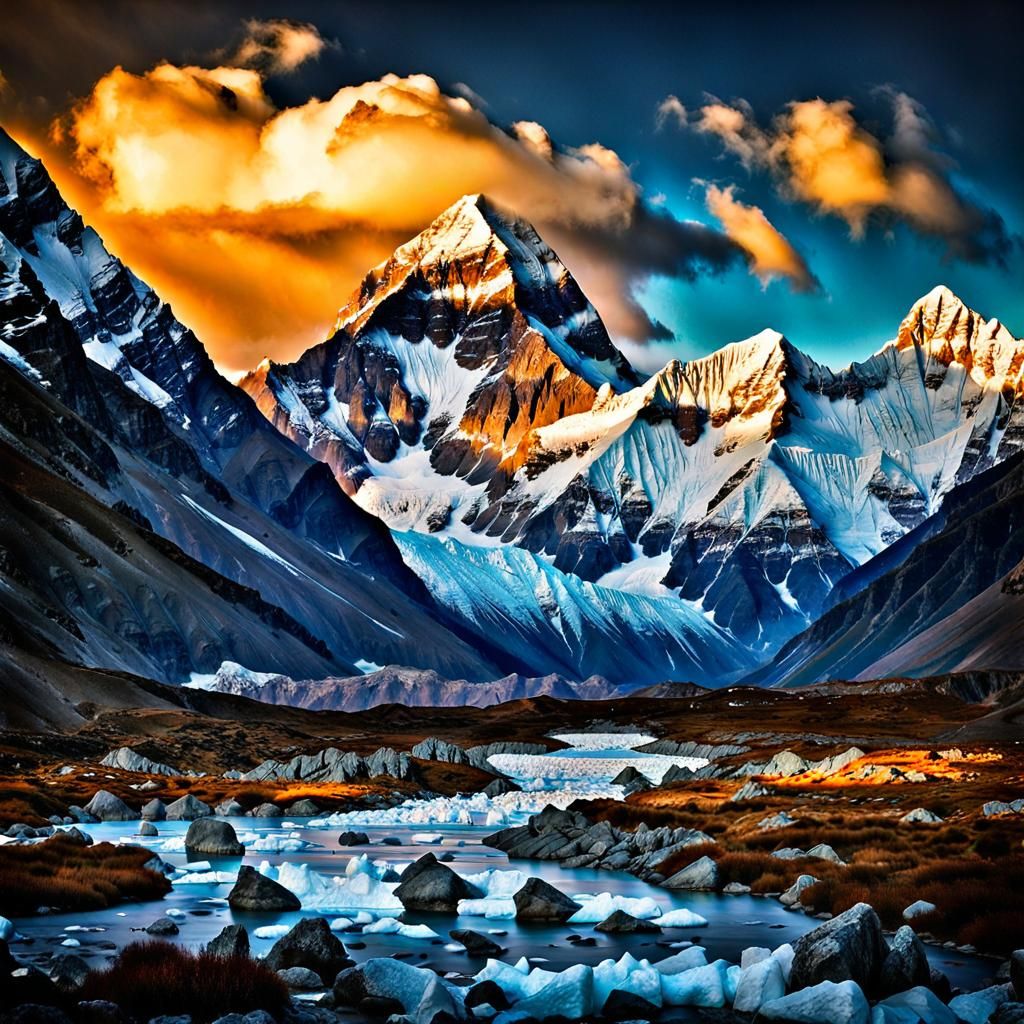 Majestic Snow-Capped Peaks of Mount Everest
