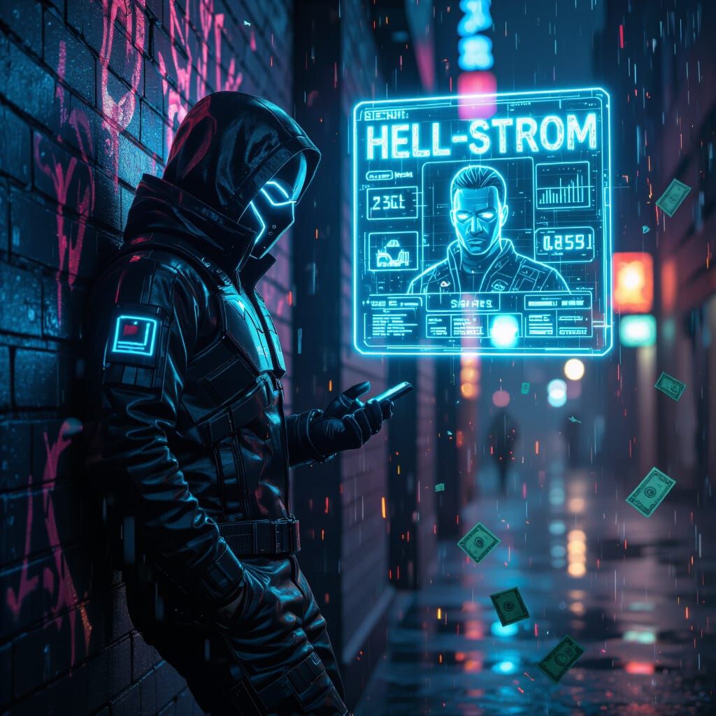 Cyberpunk Character in Neon Alley