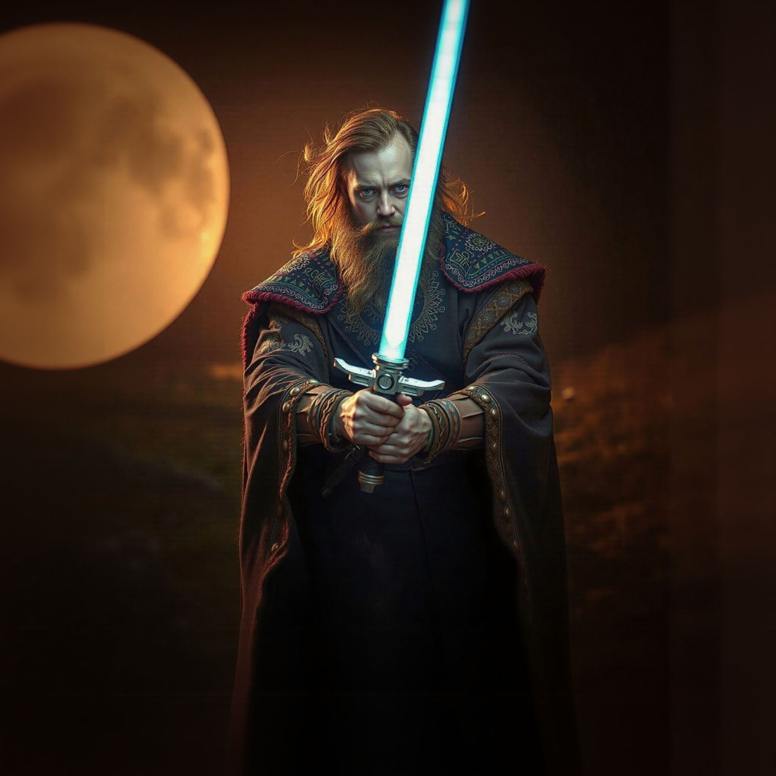 Viking Jedi Master in Cinematic Battle Pose