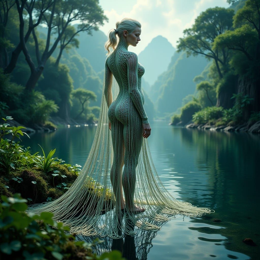 Iridescent String Girl by Tranquil Lake