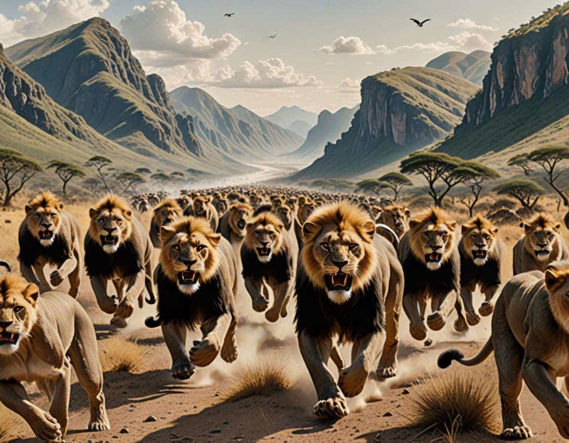 Safari Ambush in Hyperrealistic Style