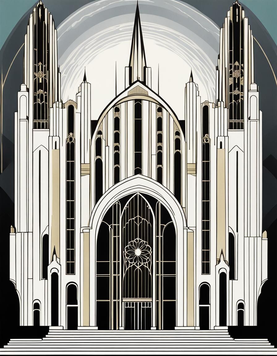 Art Deco Cathedral Inspired by Lepape and Erté