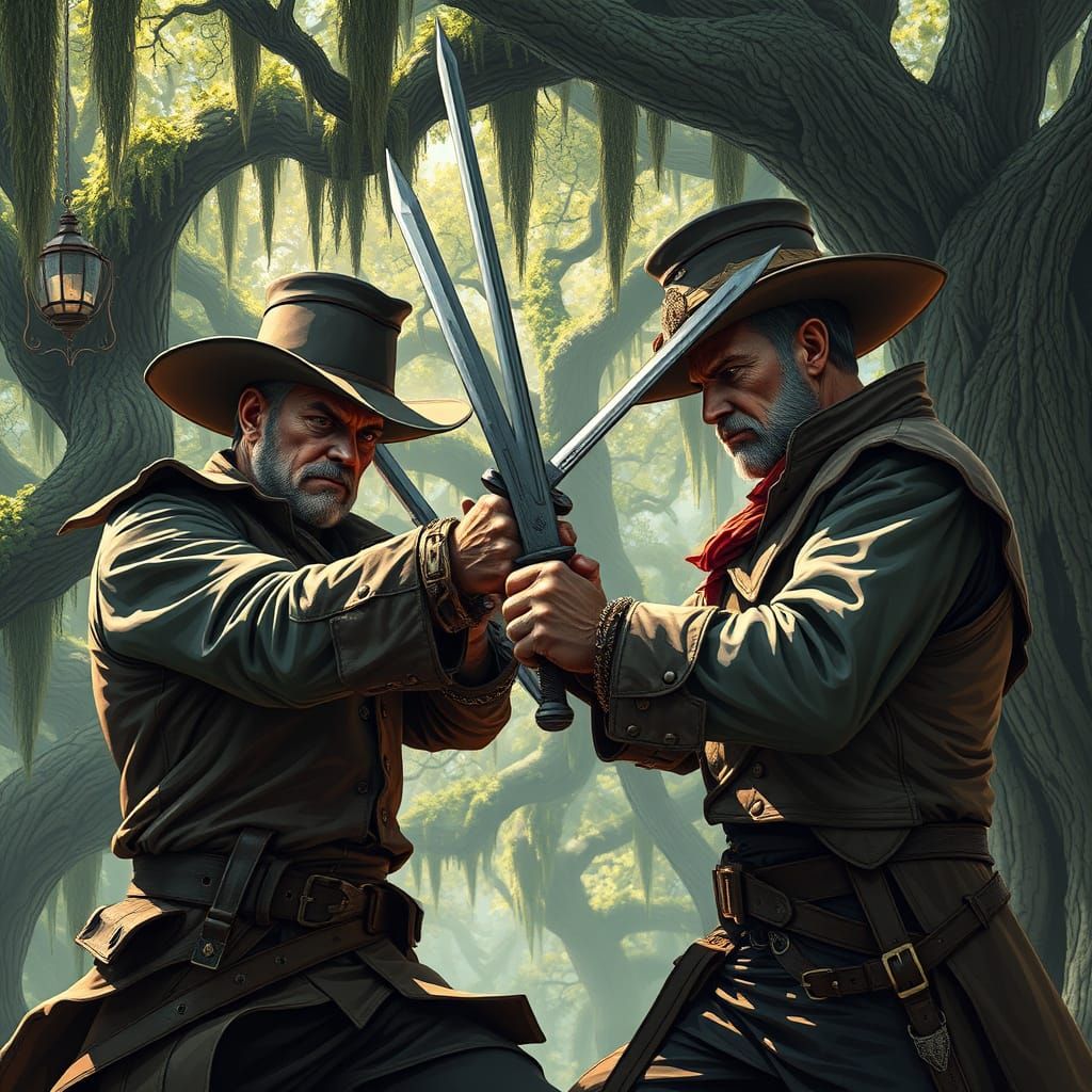 Duelists in New Orleans, Abstract Vector Fractal Style