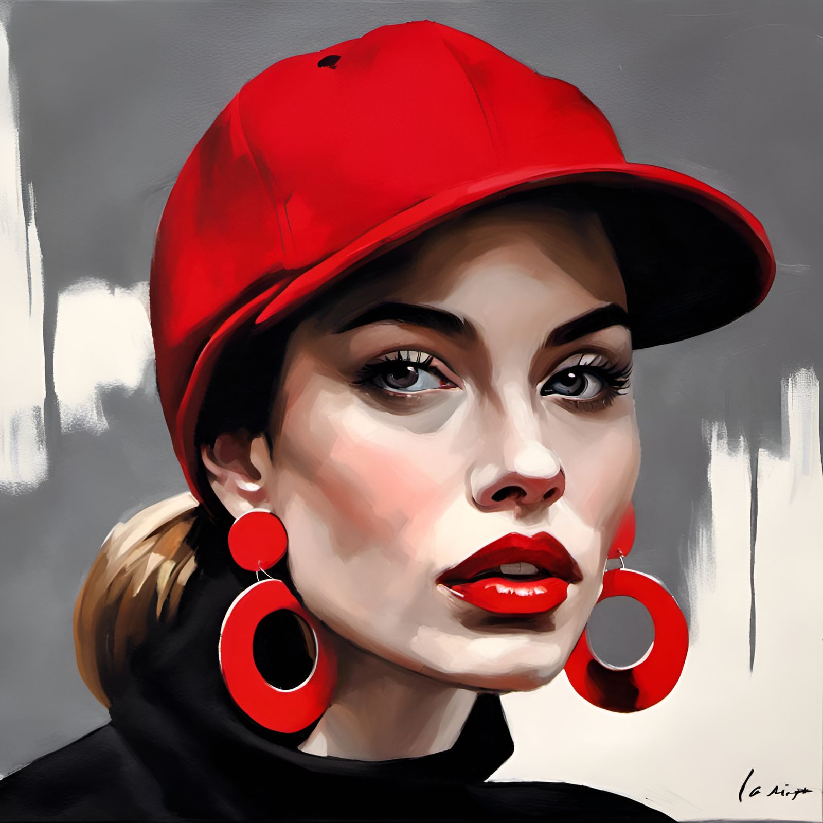 Beautiful Woman with Red Earrings: Hyperrealistic Portrait