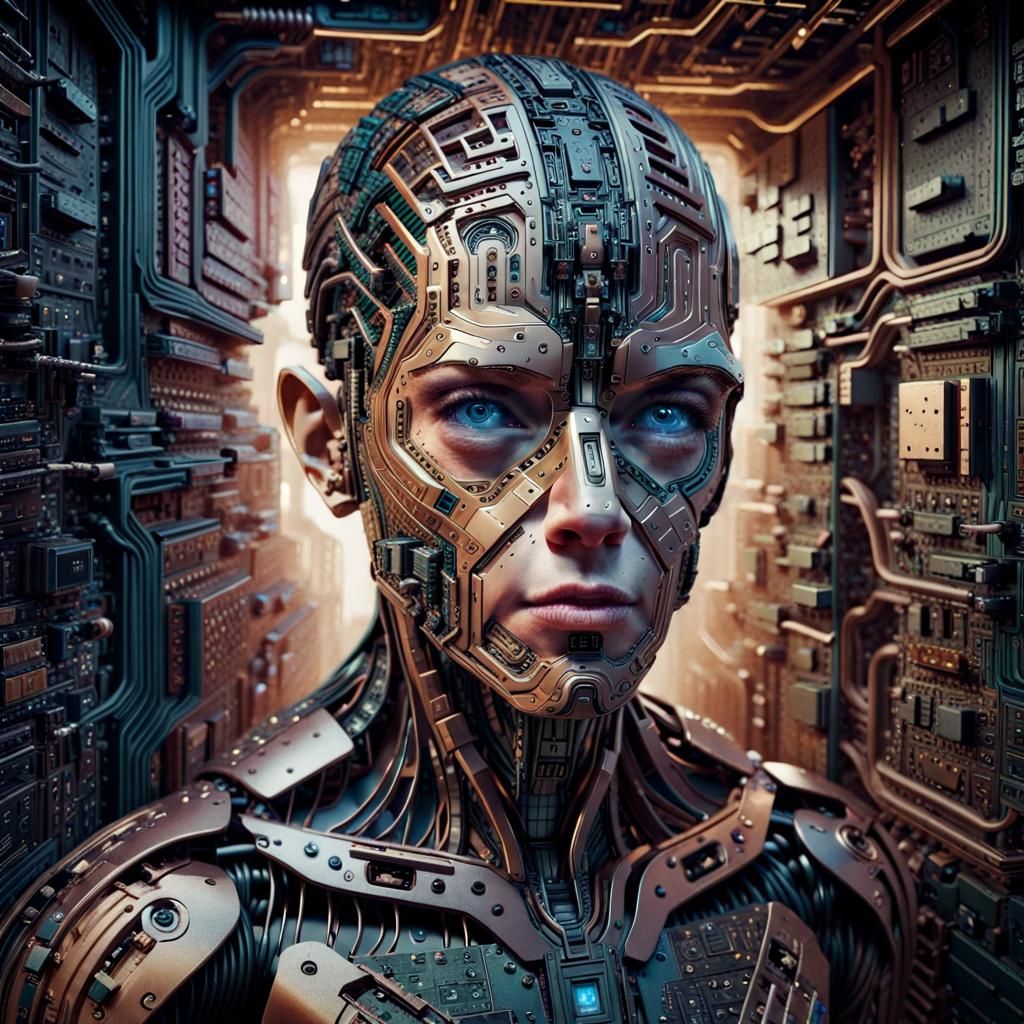 Detailed Circuitry Humanoid Matte Painting