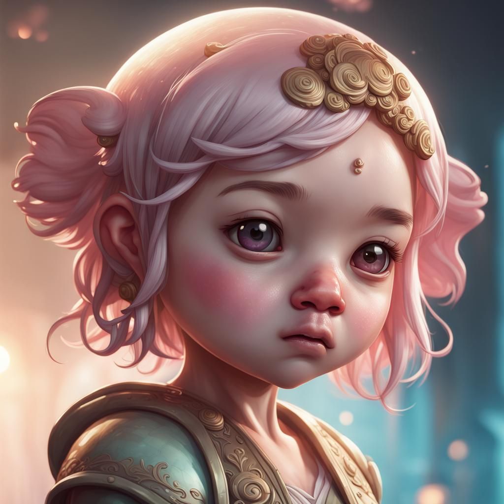 Sad Blobfish Chibi Portrait in Artstation Style