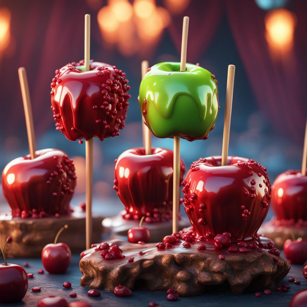 Delicious Candy Apples in Detailed Matte Style