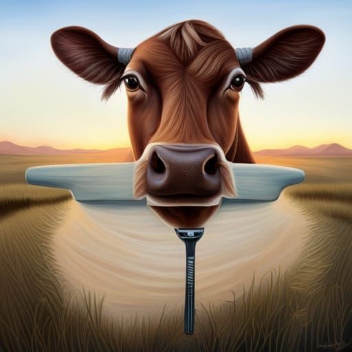 Surreal Hyperrealistic Cow