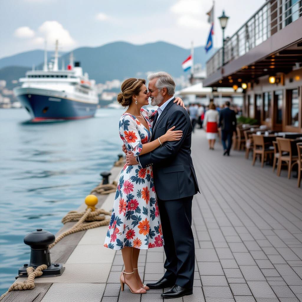 Romantic Cruise Departure in Photorealistic Style