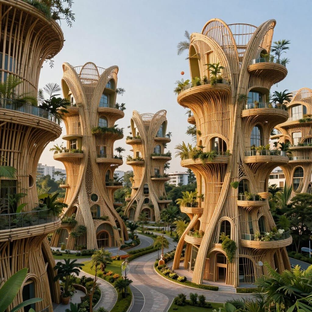 Futuristic Bamboo Suburb by Gaudi and Hadid