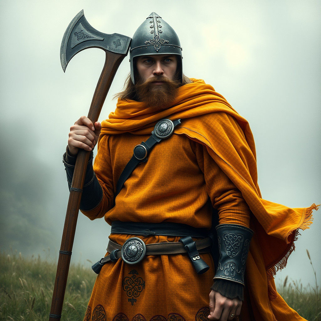 Irish Gallowglass Warrior in Misty Glade