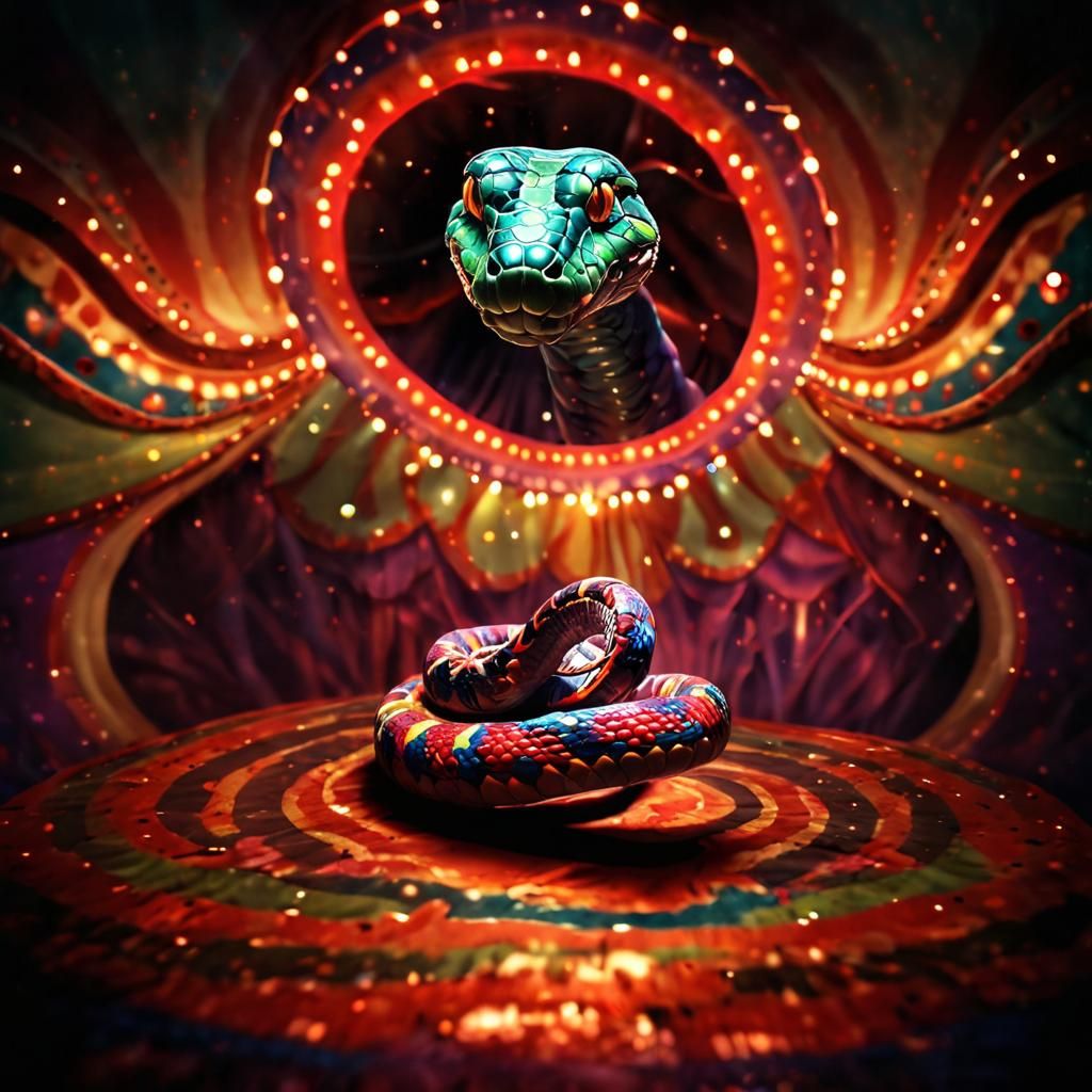 Psychedelic Circus Snake in Dreamy Surreal Style