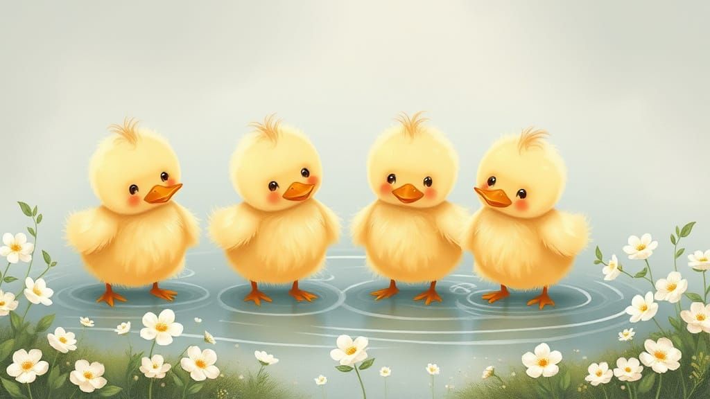 Whimsical Ducks with Playful Hairstyles in Water