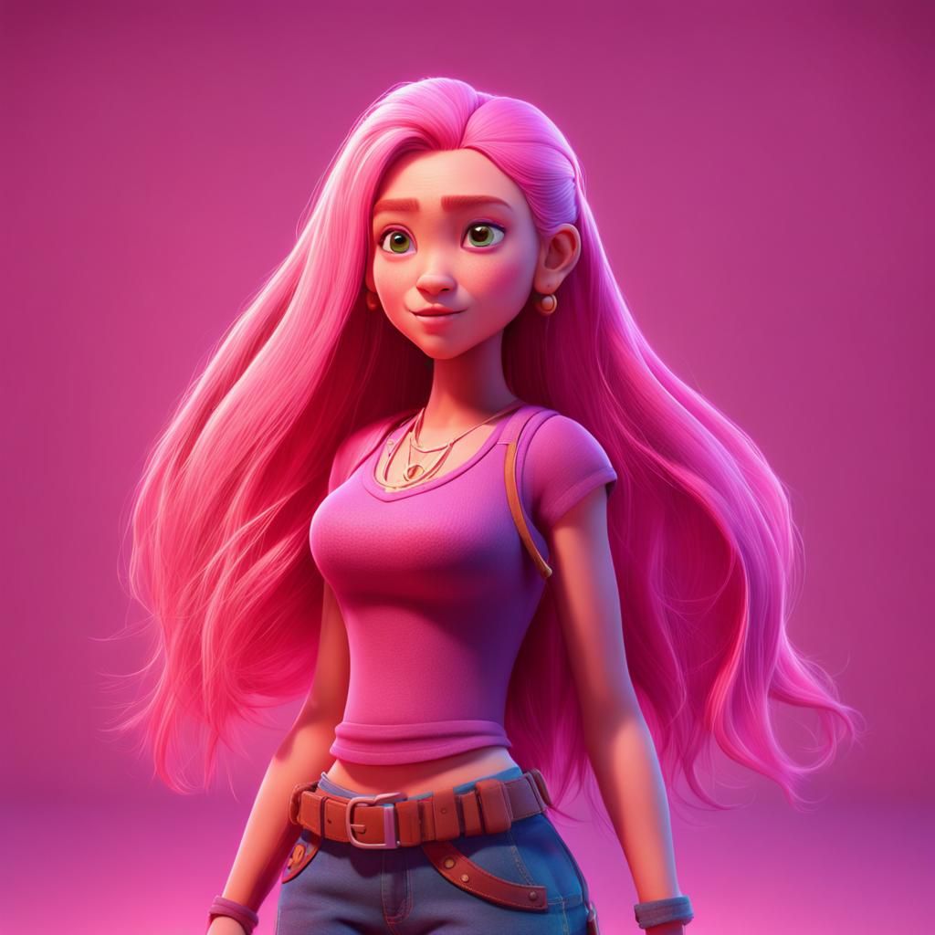 Pink Haired Girl in 3D Digital Art Style