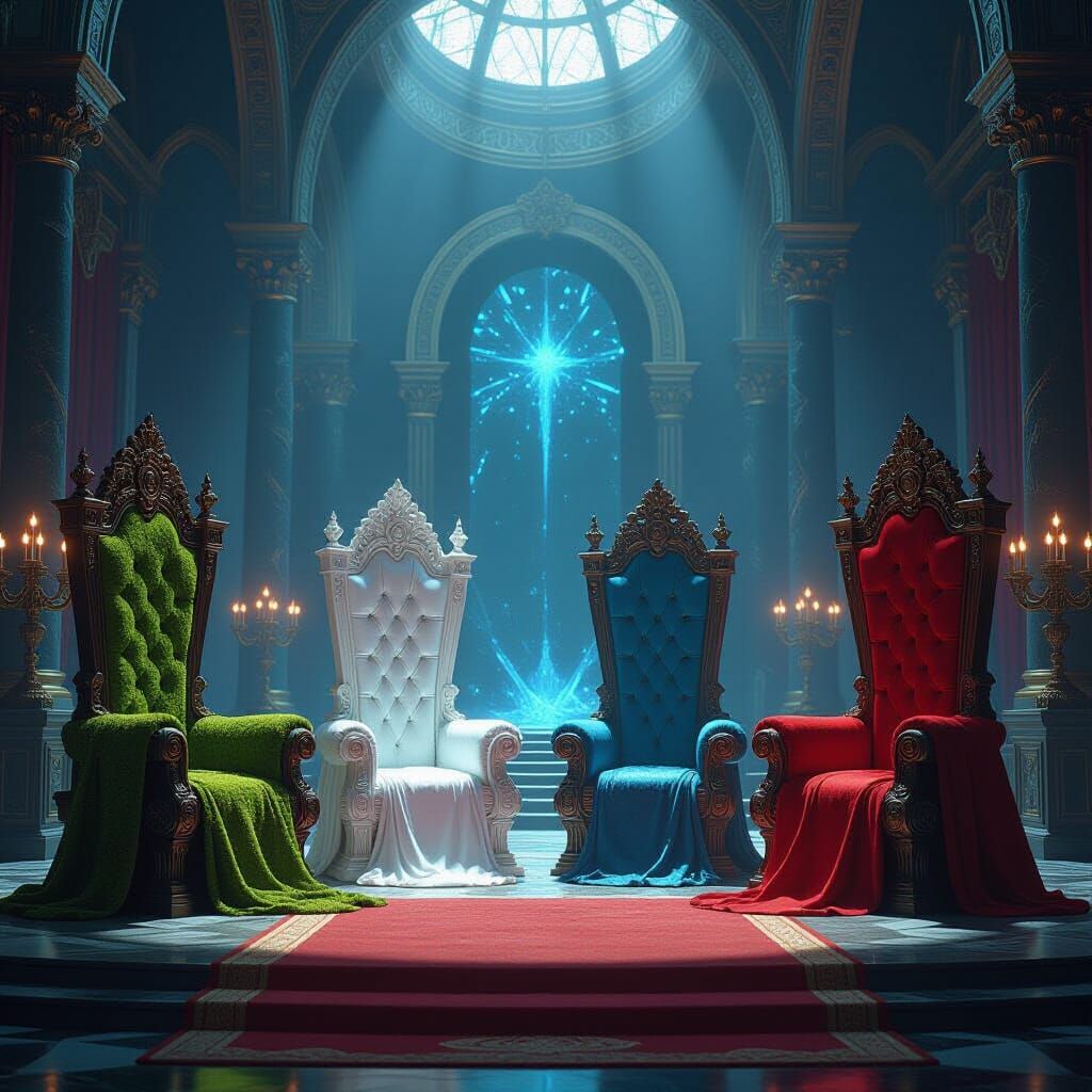 Opulent Throne Room with Four Majestic Thrones