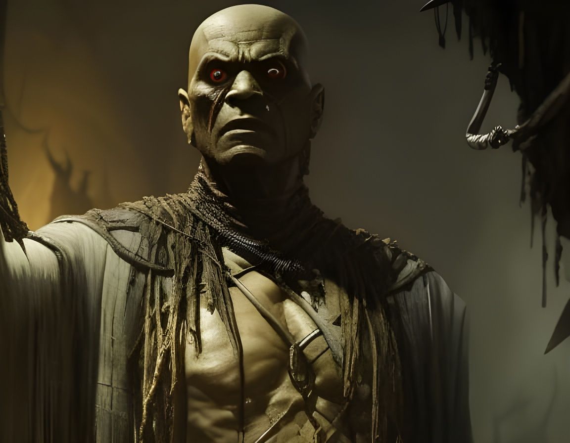 Imhotep Mummy Portrait in Horror Art Style
