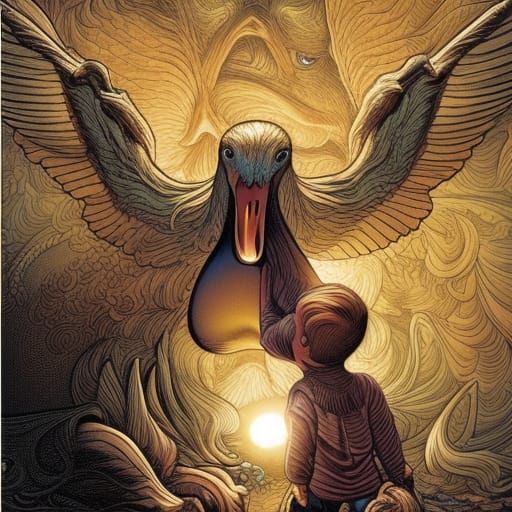 Swan Delivers Baby Home: Comic Book Art