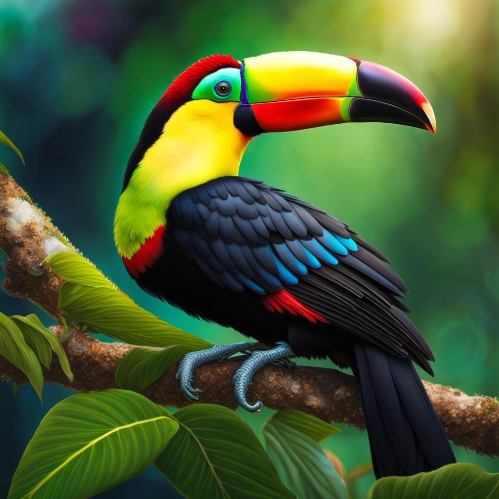 Elegant Keel-billed Toucan in Belize: Digital Airbrush Art