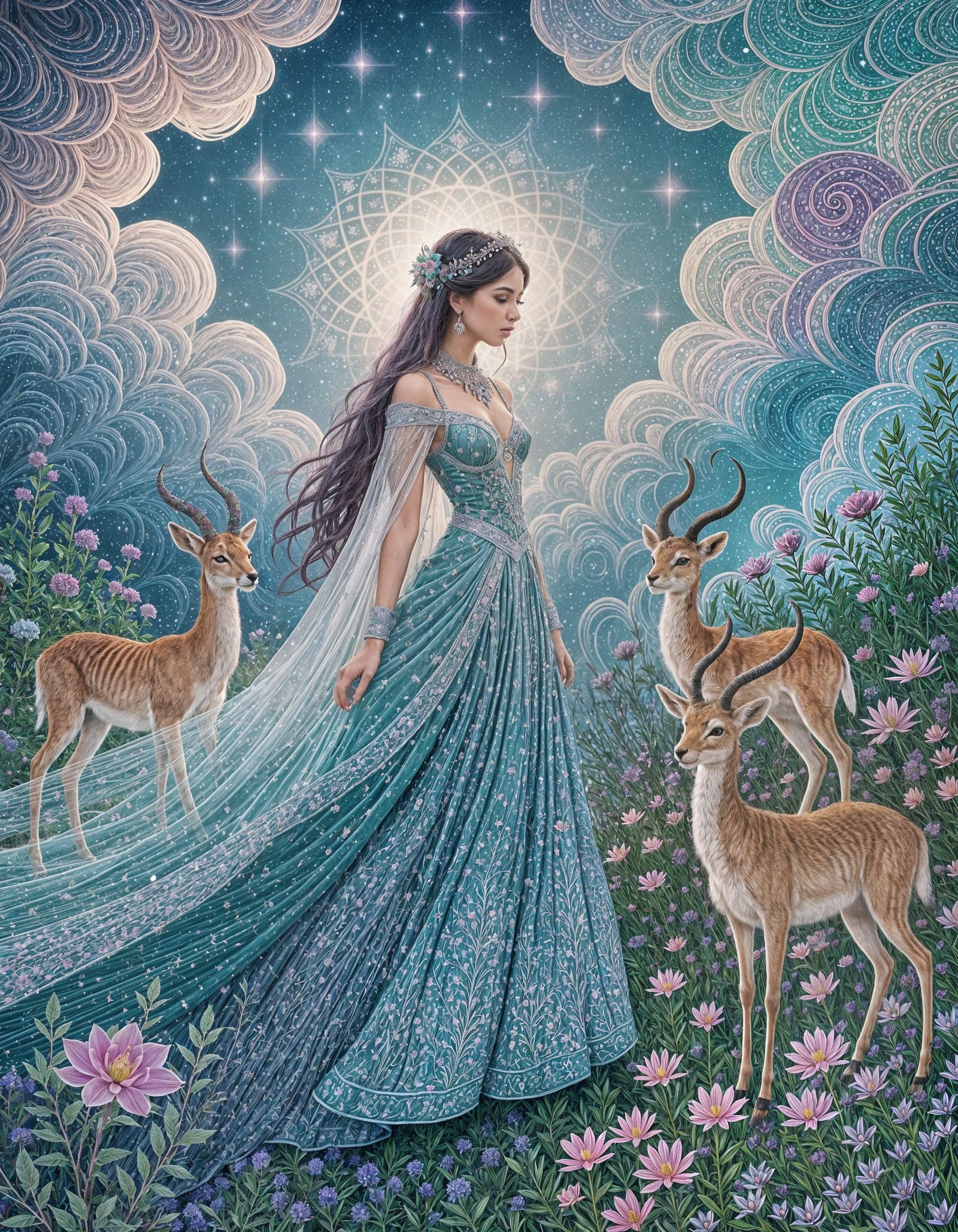 Cosmic Garden: Persian Miniature Style