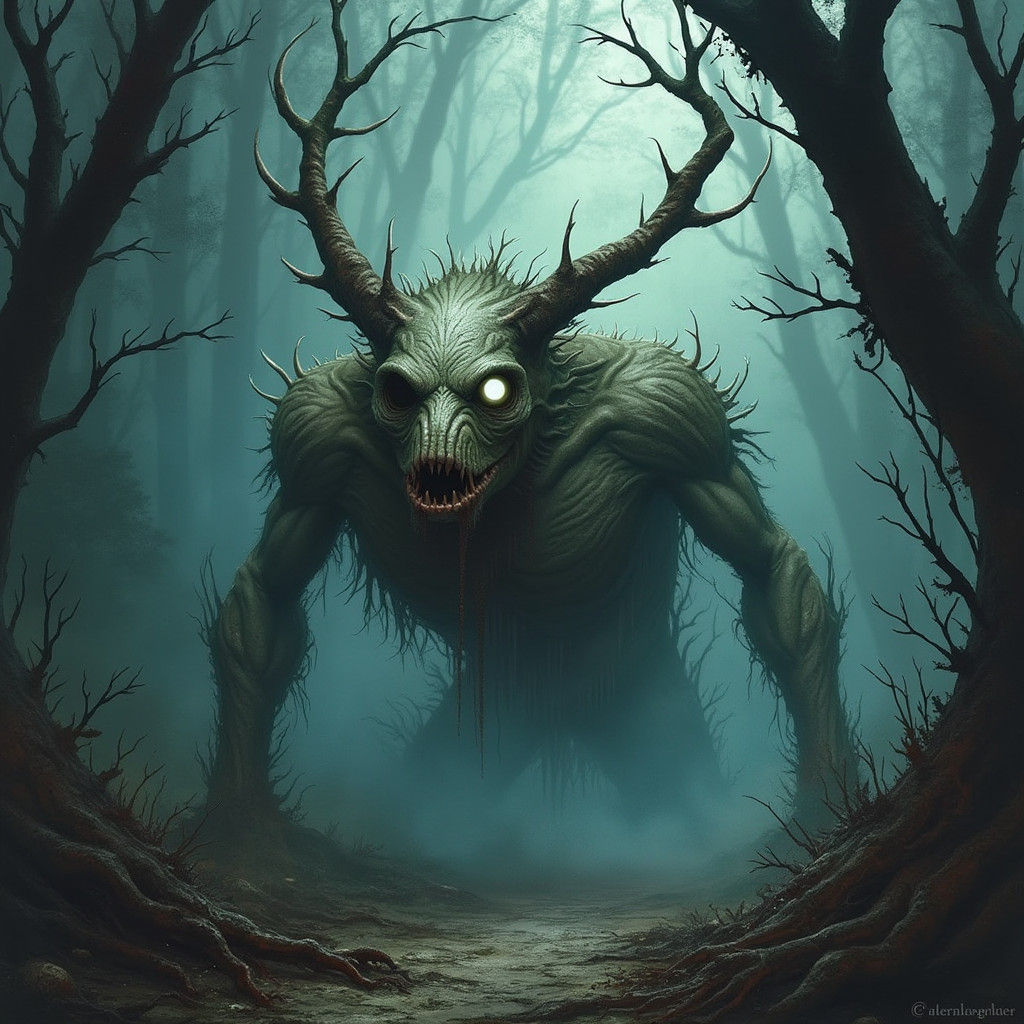 Ominous Rotting Creature in Gothic Horror Style