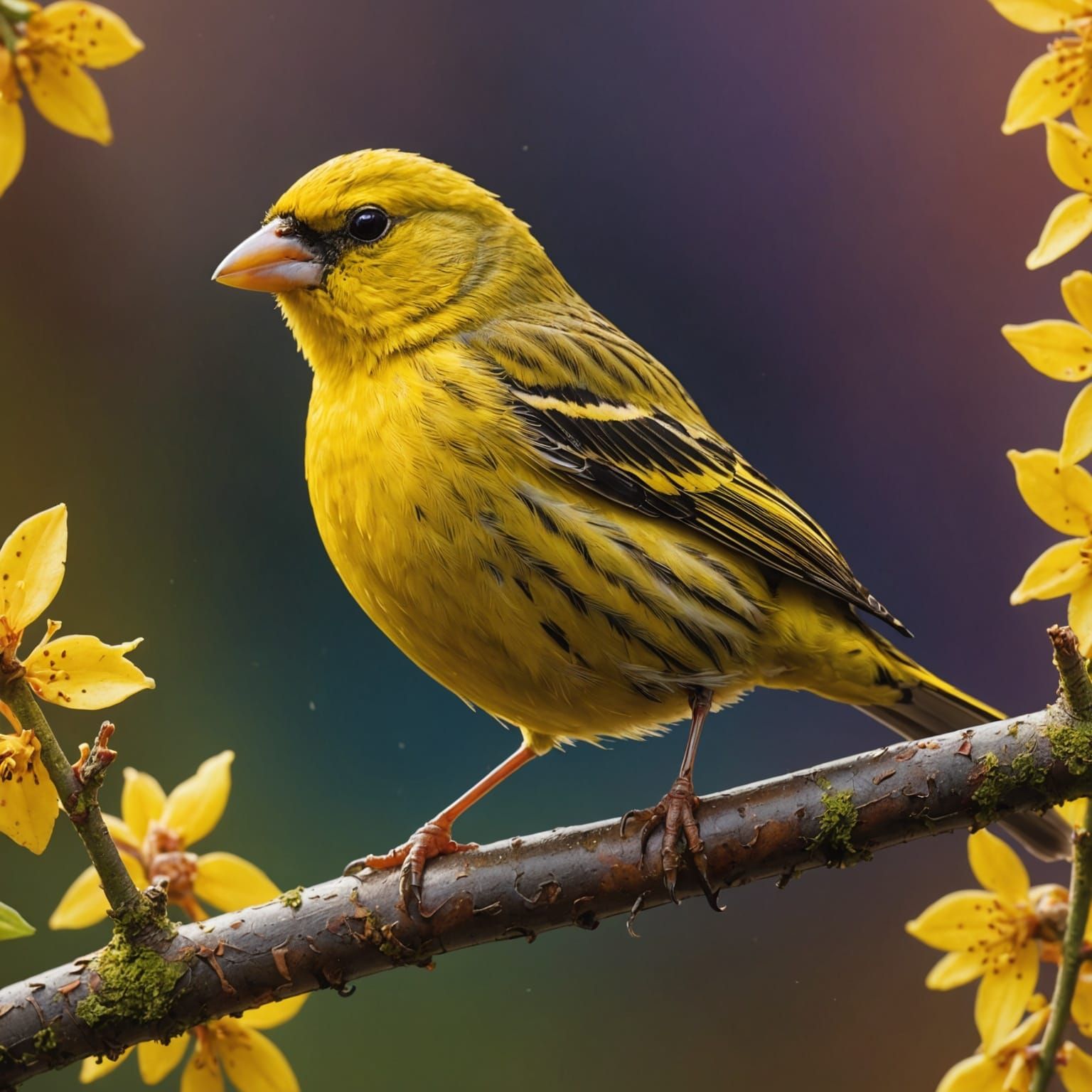 Hyperrealistic Yellow Finch on Magazine Cover