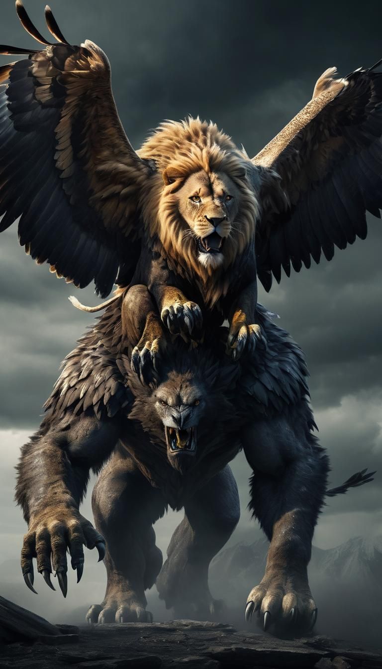 Majestic Gryphon: Haunting Fusion of Lion and Eagle