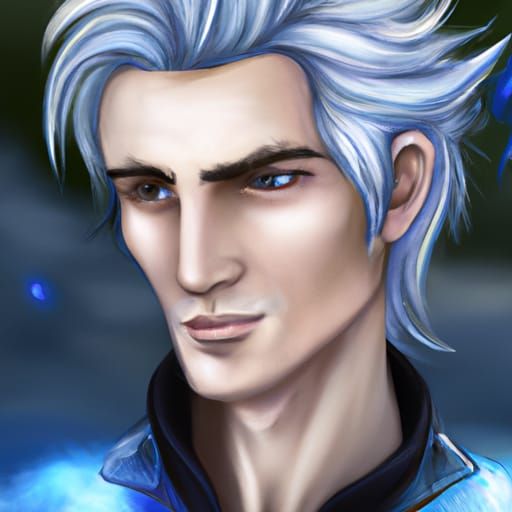 Air Genasi Warlock in Ethereal Cartoon Style