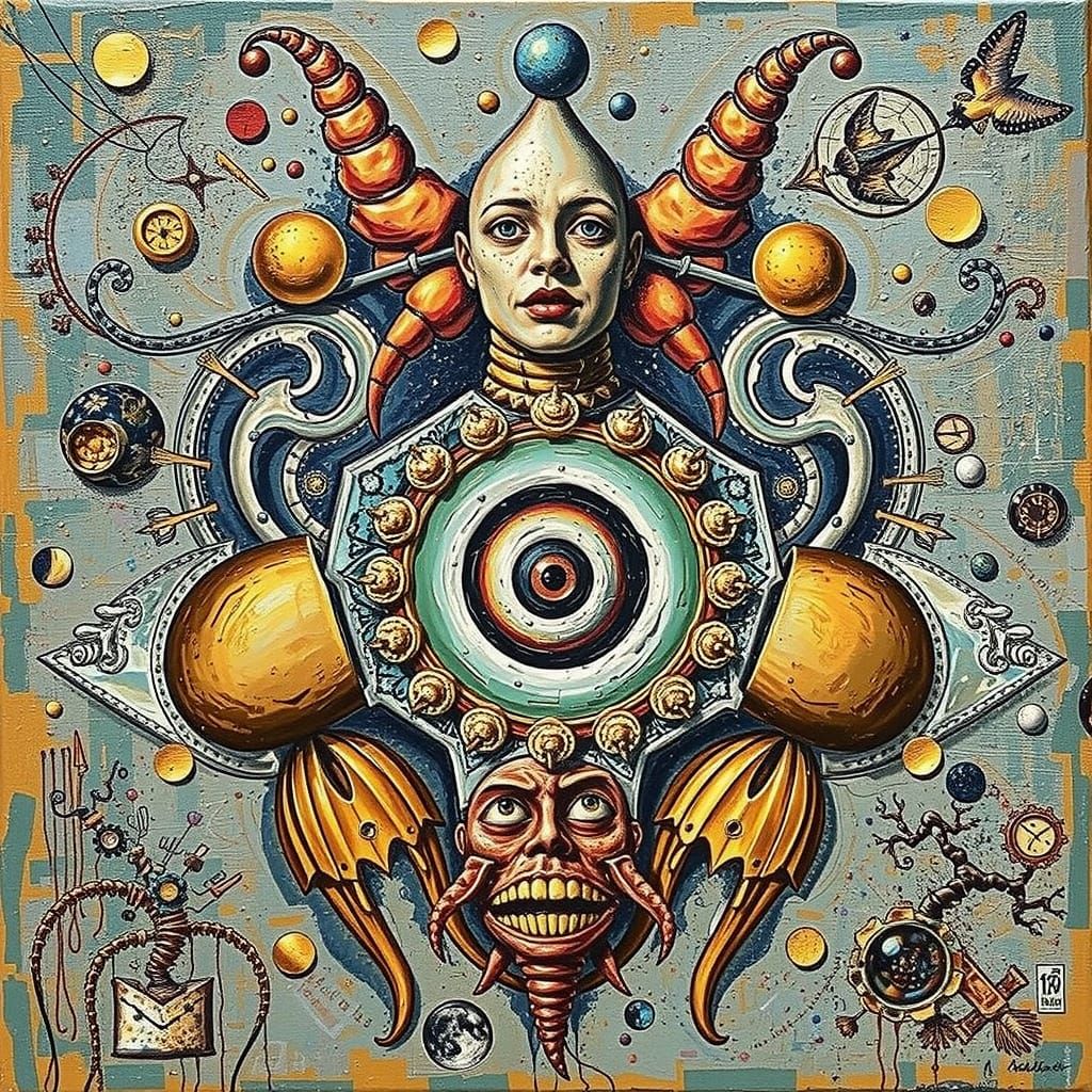 Vibrant Fractal Surrealism Masterpiece in Deep, Dark Colors