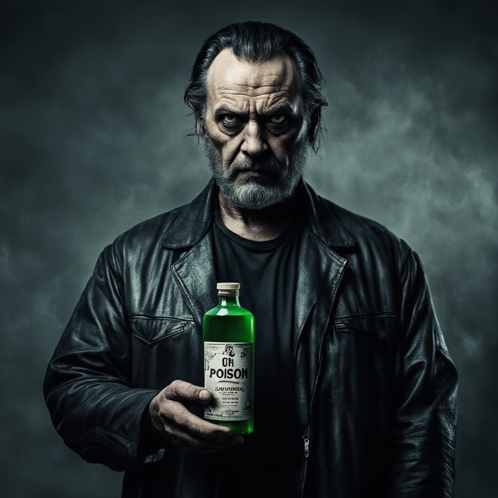 Eerie Portrait of a Man with Poison