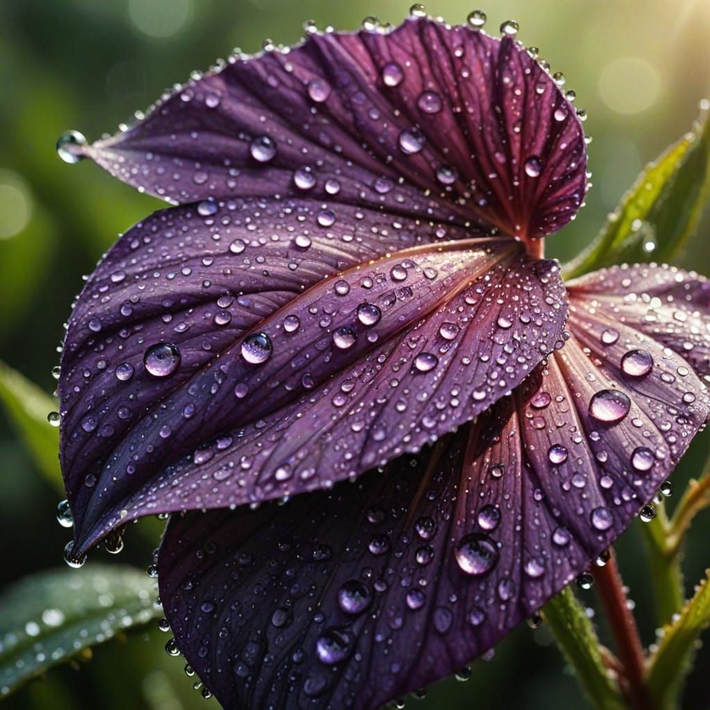 Vibrant Dark Purple Flower Petal in Morning Sunlight