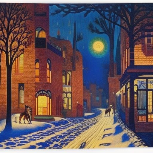 Babylon at Night in Snow and Rain