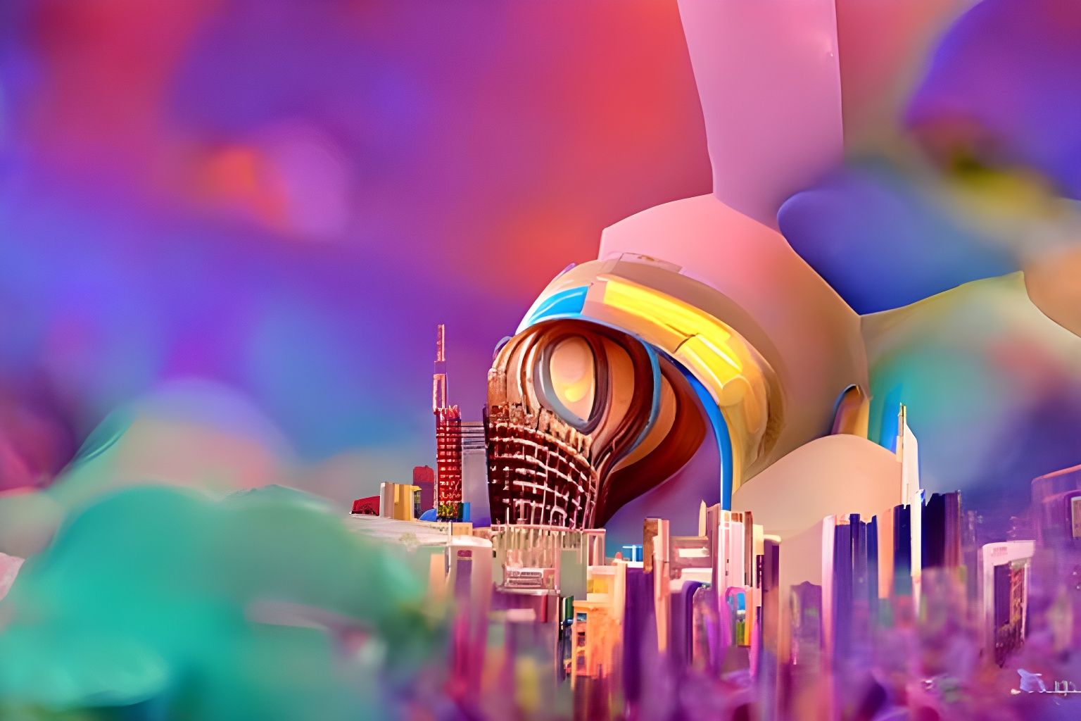 Futuristic Metropolis Panorama with Biopunk Architecture