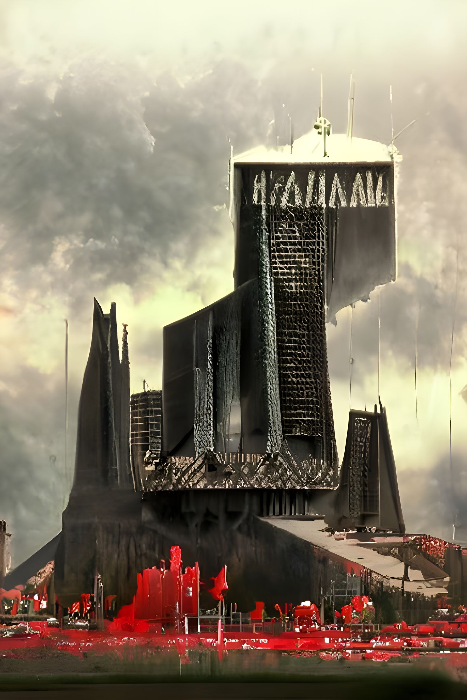 Dystopian Fortress: Brutalist Autocracy in Ominous Colors