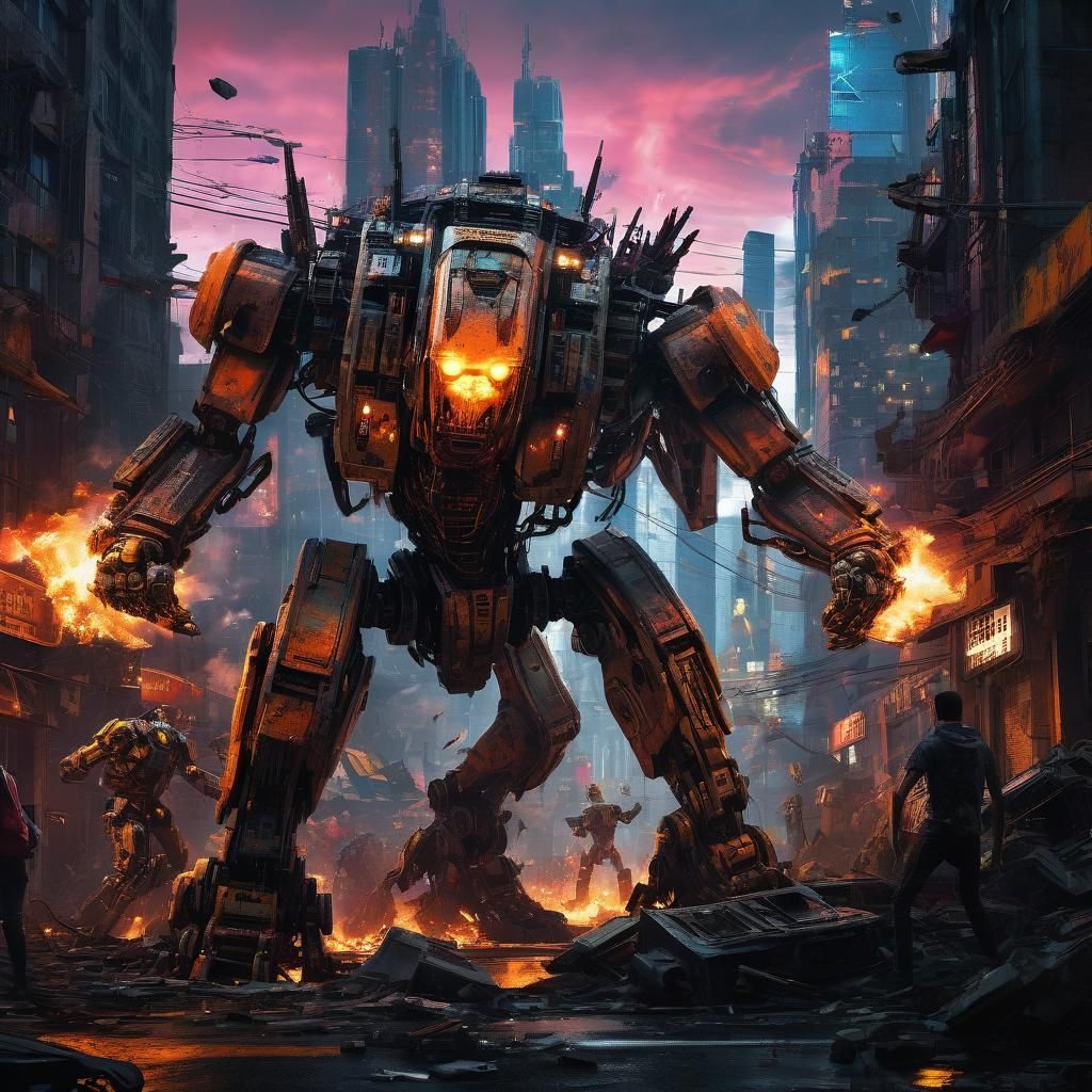 Intense Futuristic Warfare: Humans vs. Robots in a War-Torn....