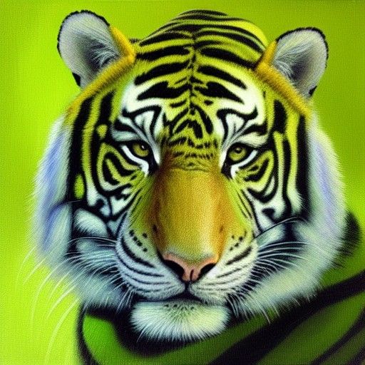 Green Tiger Oil Painting