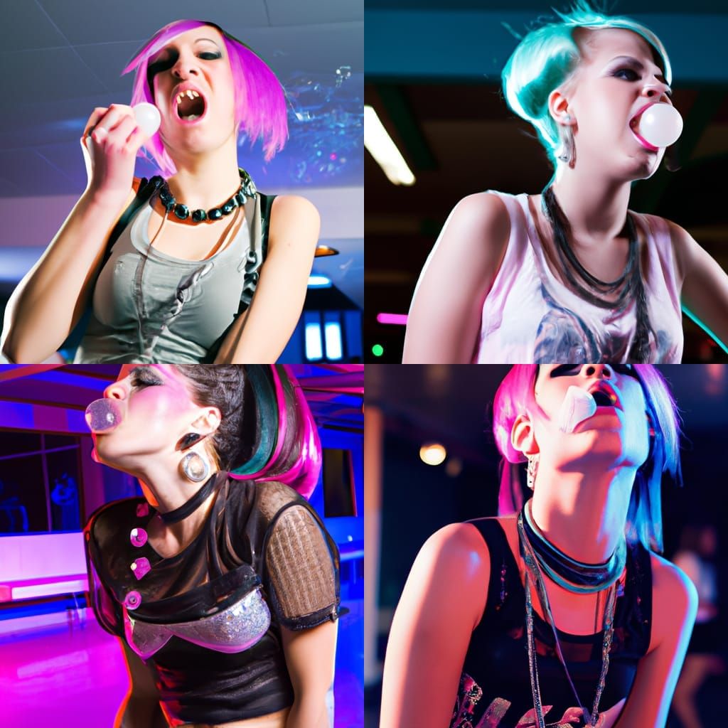 Punk Girl Dancing on Lighted Dancefloor