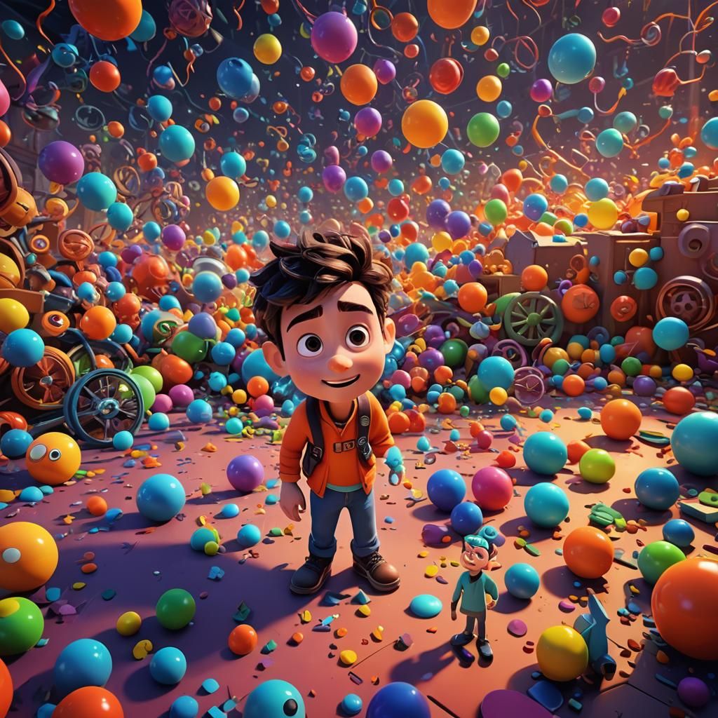 Vibrant 3D Character Art with Radial Gradient